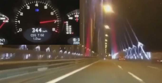 Yavuz Sultan Selim köprüsünden 344 kilometre hızla geçti