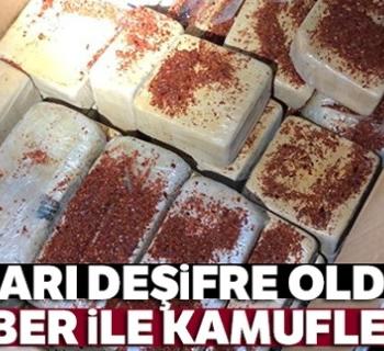 Pul biber ile kamufle edilen eroin böyle yakalandı!