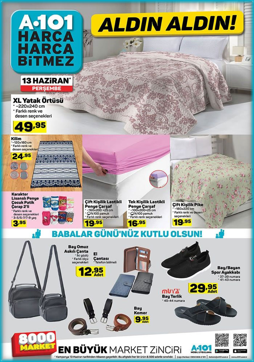 A101 Aktüel'de 13 Haziran Günü Ev Teksili Ürünleri Sayfası