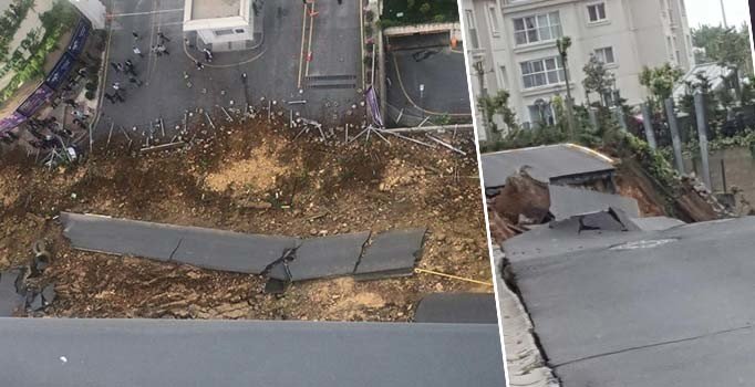 İstanbul'da bir sitenin istinat duvarı çöktü