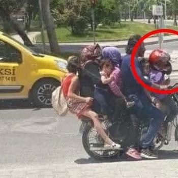 7 kişi tek motorda, sadece birine kast takıldı
