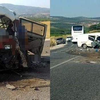 Manisa'da feci kaza... Yolcu otobüsü minibüse çarptı:  6 ölü 20 yaralı