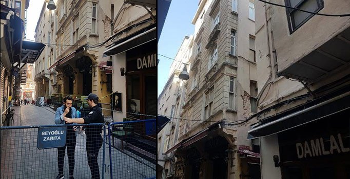 Beyoğlu'nda sıvaları dökülen binada çökme riski